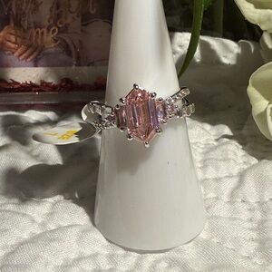 Bomb Party Size 7 - Lab Created Pink Stone & CZ on Rhodium Plating